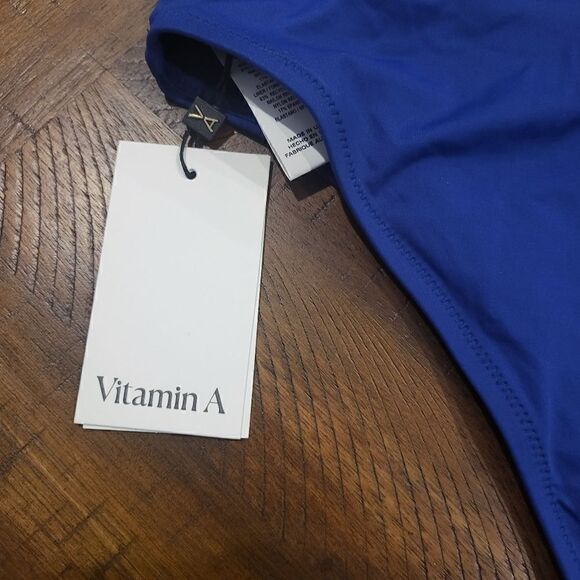 NWT! Vitamin A Elana Bikini Bottom Navy Blue Size 12 - Picture 3 of 5